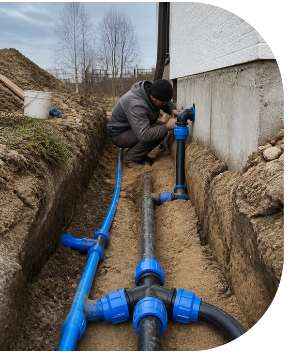 Монтаж наружного водопровода на участке под ключ в Вольске